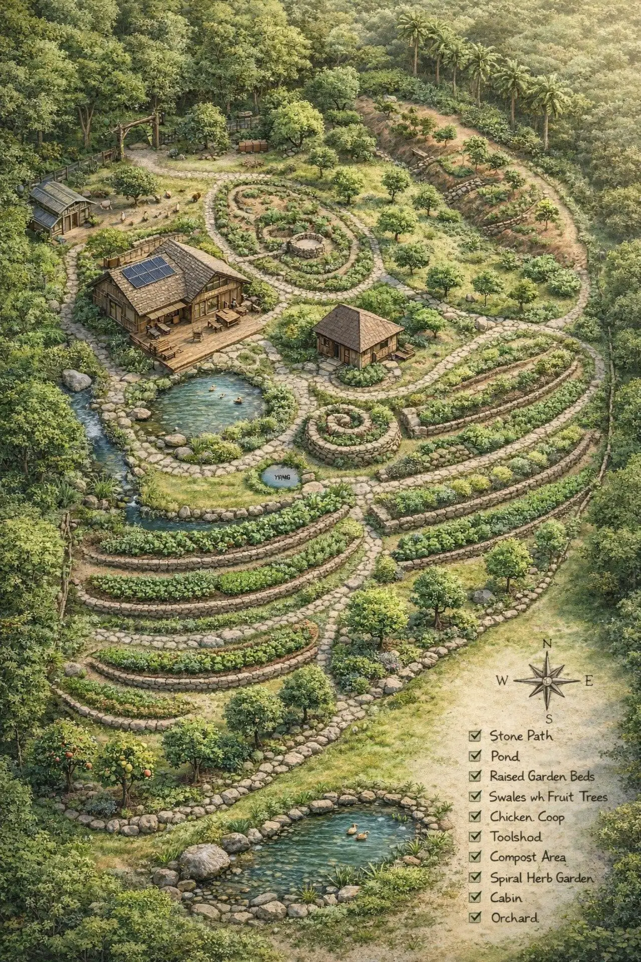 A render of the designed property showing the completed systems in place.
