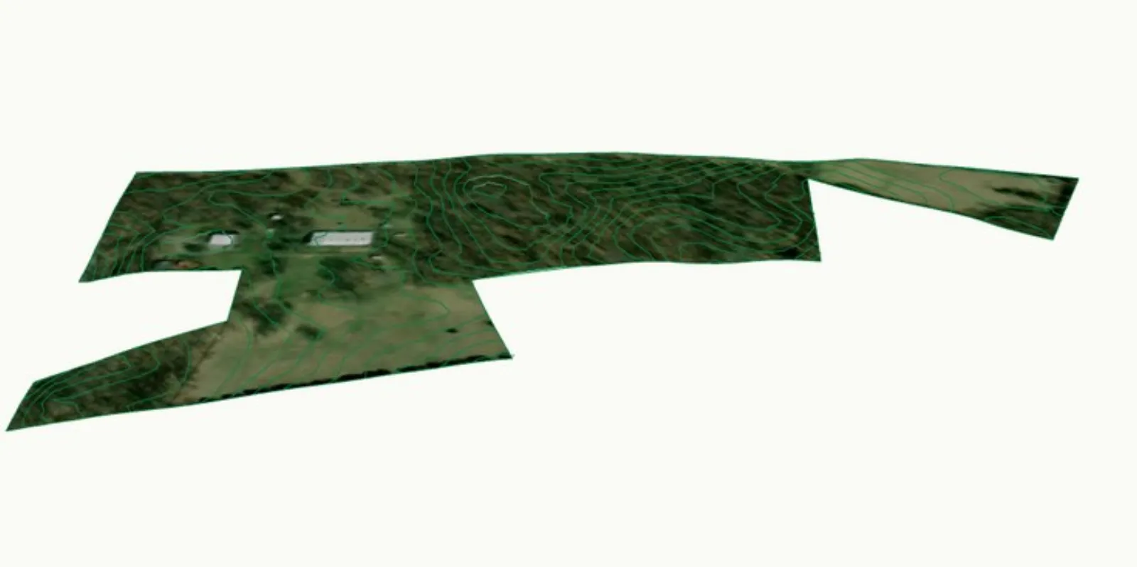 The same sector analysis shown on a three dimensional model of the terrain.