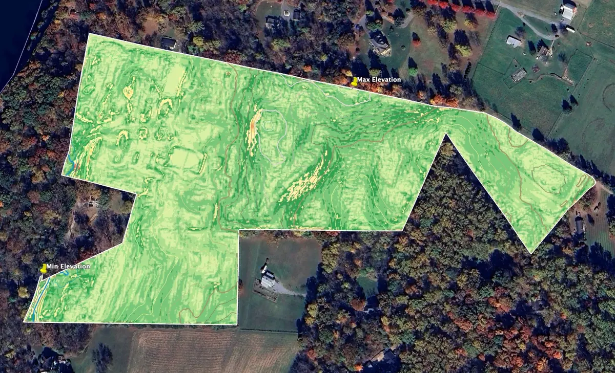 Slope relief map showing where the ground is steep and where it flattens.